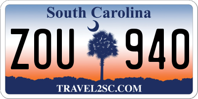 SC license plate ZOU940