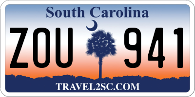 SC license plate ZOU941