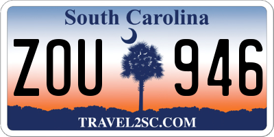SC license plate ZOU946