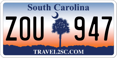 SC license plate ZOU947