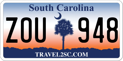 SC license plate ZOU948