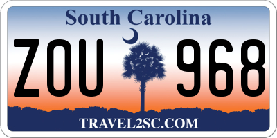 SC license plate ZOU968