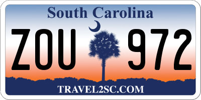 SC license plate ZOU972