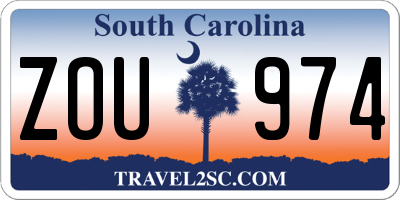 SC license plate ZOU974