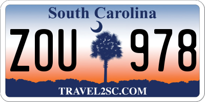 SC license plate ZOU978