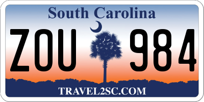 SC license plate ZOU984
