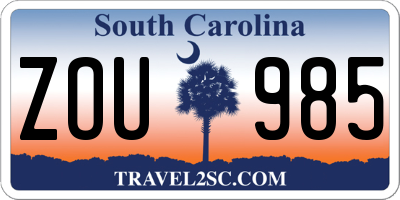 SC license plate ZOU985