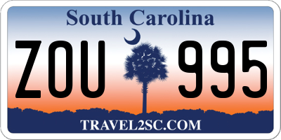 SC license plate ZOU995