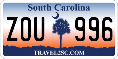 SC license plate ZOU996
