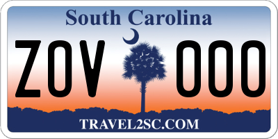 SC license plate ZOV000