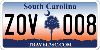 SC license plate ZOV008