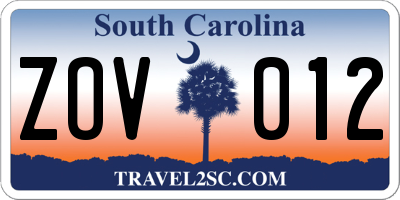 SC license plate ZOV012
