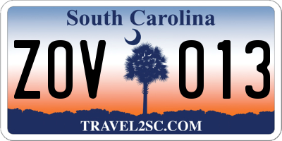 SC license plate ZOV013