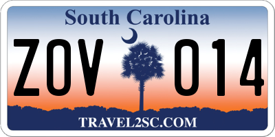 SC license plate ZOV014