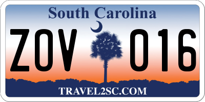 SC license plate ZOV016