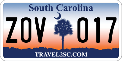 SC license plate ZOV017