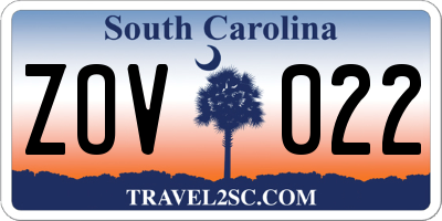 SC license plate ZOV022