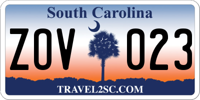 SC license plate ZOV023
