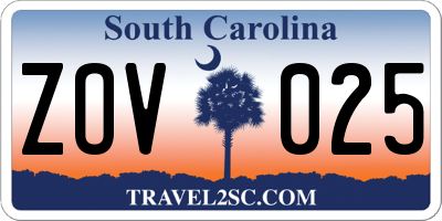 SC license plate ZOV025