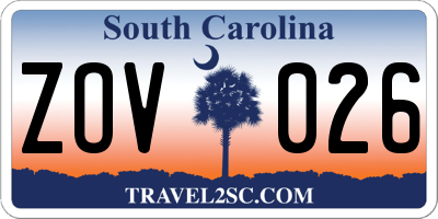 SC license plate ZOV026