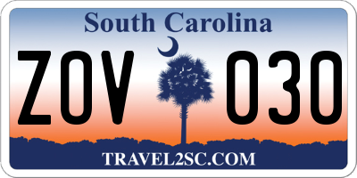 SC license plate ZOV030