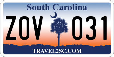 SC license plate ZOV031