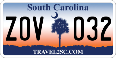SC license plate ZOV032