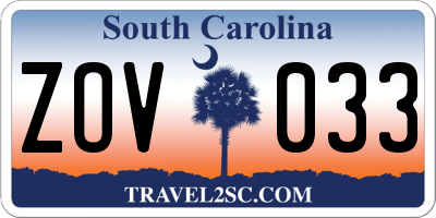 SC license plate ZOV033