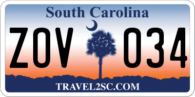 SC license plate ZOV034