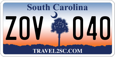SC license plate ZOV040