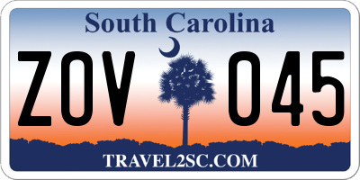 SC license plate ZOV045