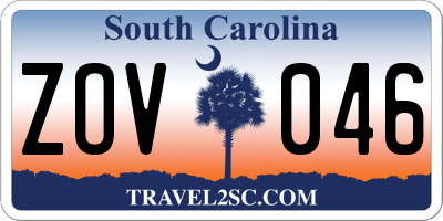 SC license plate ZOV046
