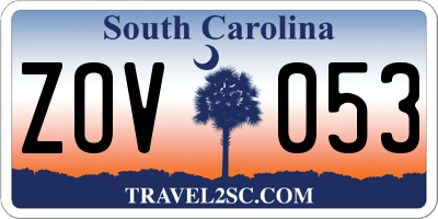 SC license plate ZOV053