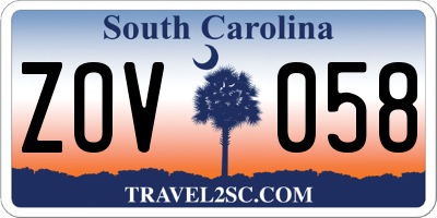 SC license plate ZOV058