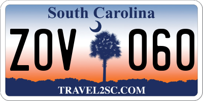 SC license plate ZOV060