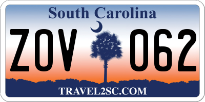 SC license plate ZOV062