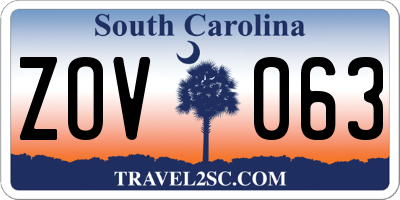 SC license plate ZOV063