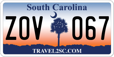 SC license plate ZOV067