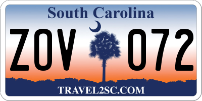 SC license plate ZOV072