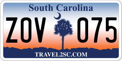 SC license plate ZOV075