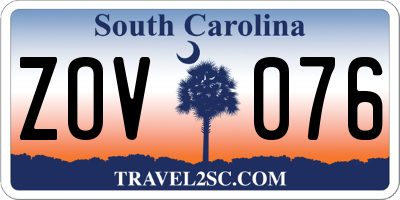 SC license plate ZOV076