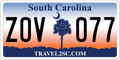 SC license plate ZOV077