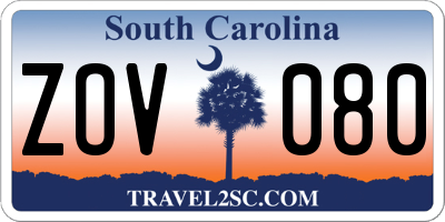 SC license plate ZOV080