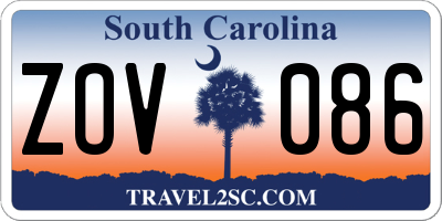 SC license plate ZOV086