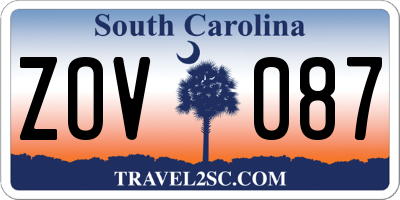SC license plate ZOV087