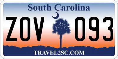SC license plate ZOV093