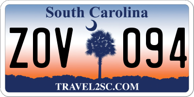 SC license plate ZOV094