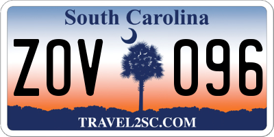 SC license plate ZOV096