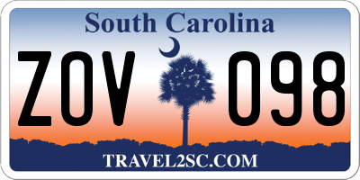 SC license plate ZOV098