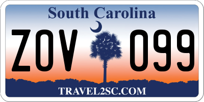 SC license plate ZOV099